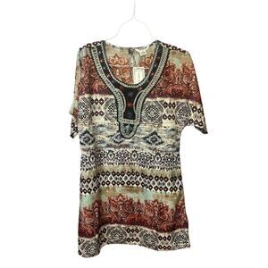 NEW tantrums paisley tanzara embroidered boho short sleeve dress women's medium